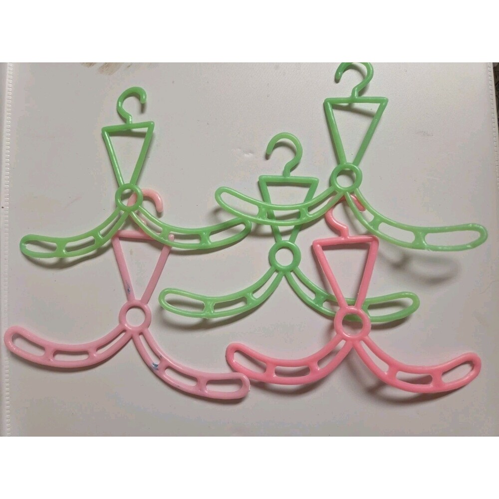 Totsy Plastic Doll Clothes Hangers Lot Of 5 5.5" Hong Kong Vintage